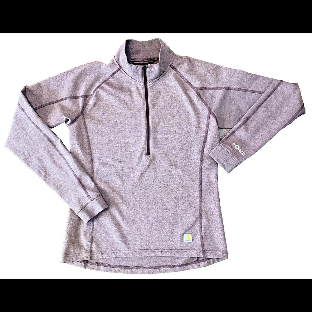 Carhartt Force Womens S 1/4 Zip Shirt Pullover Stretch Performance Wine Logo